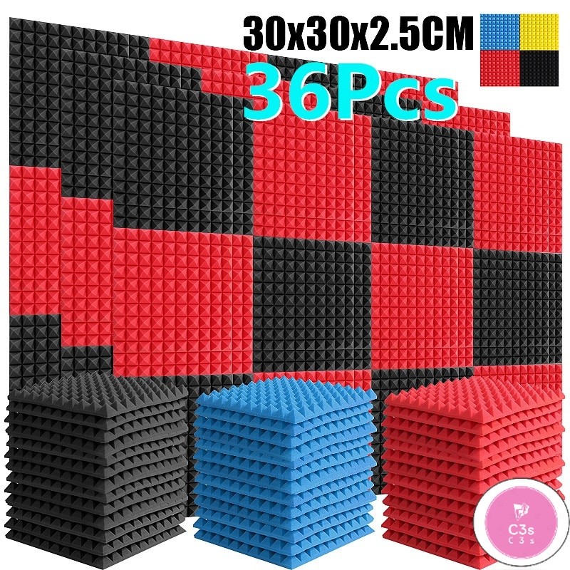 C3S 7 Colors 36/24/12Pcs Studio Acoustic Foam Pyramid Panels ...