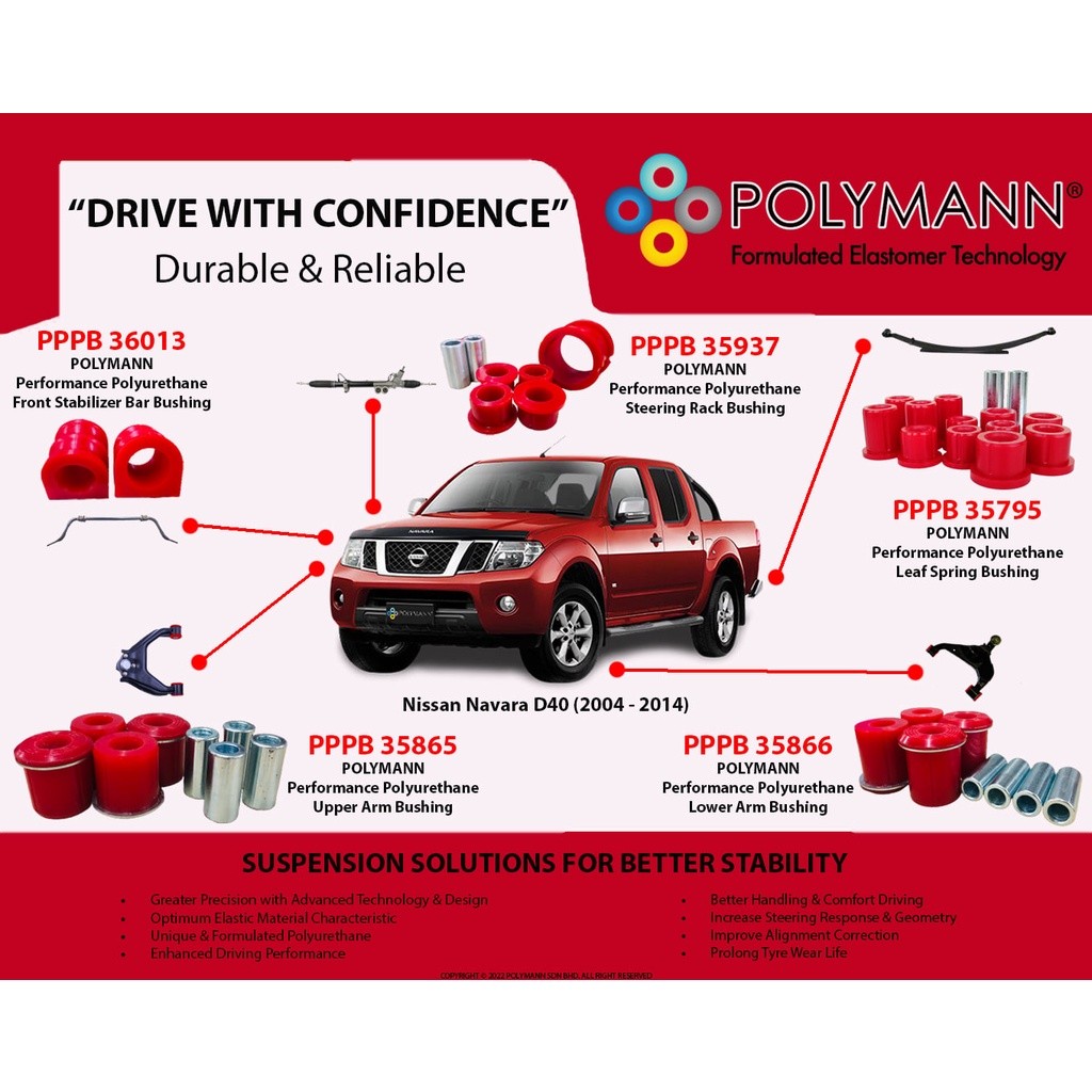 Polymann Nissan Navara D40 (2004 - 2014) Lower, Upper, Steering ...