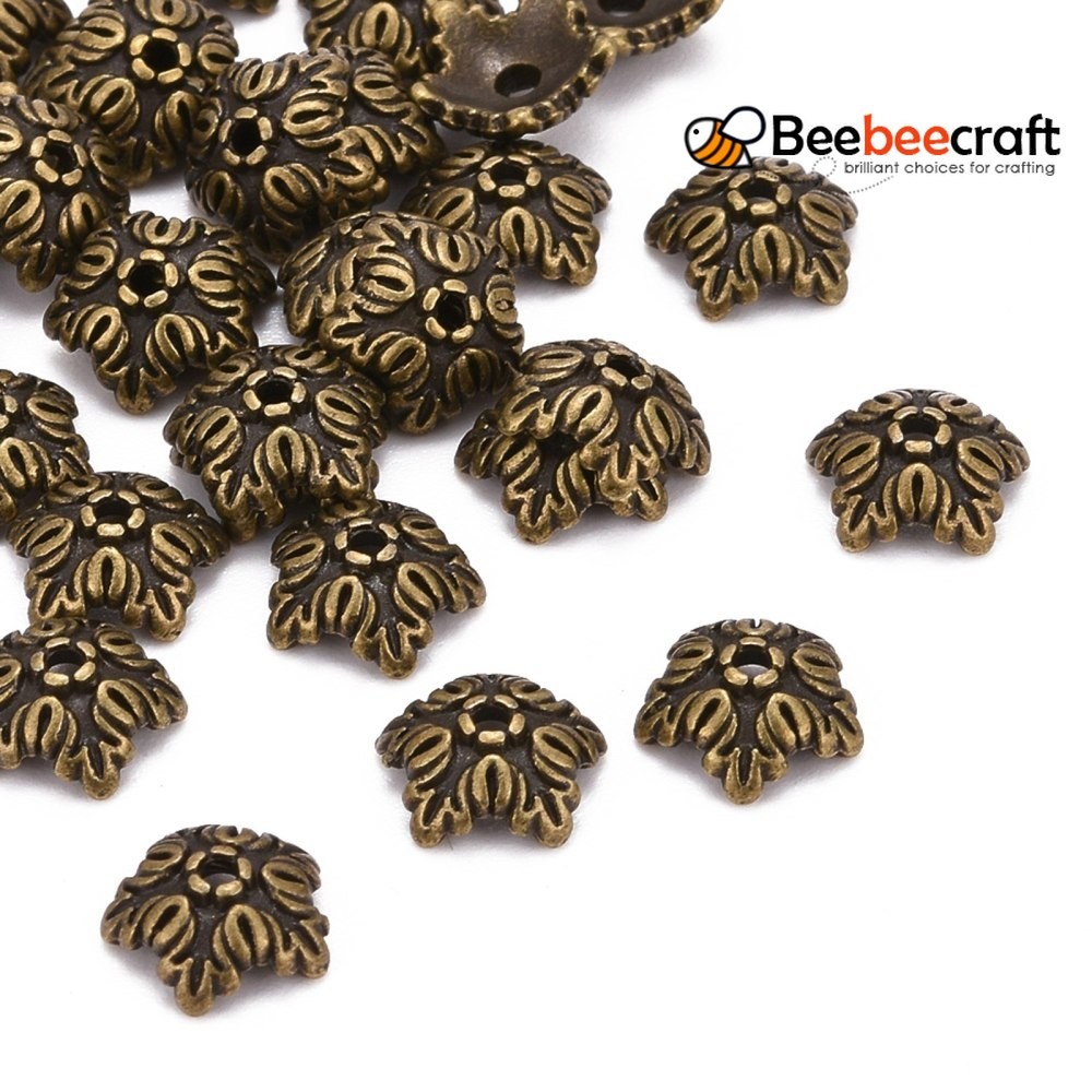 1000 Perles Capsules Fleur Argent Tibétain Antique - 6x6x2 Mm - Sans Plomb - Pour Créations