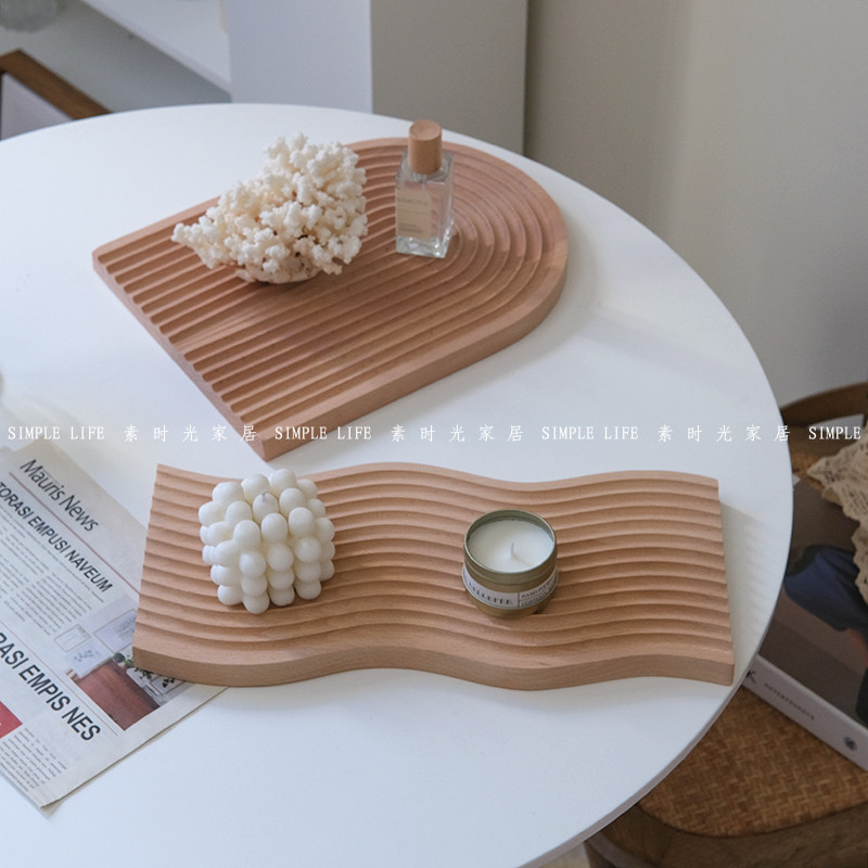 Ins Nordic Riak Air Geometrik Dulang Kayu Pepejal Penyusun Penyimpanan ...