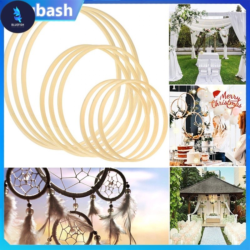 Wohlstand 6 PCS Anelli di bambù Dreamcatcher Cerchi Anelli 15cm Diametro Dream Catcher Ring Rotondo in Legno di bambù Hoop Strumenti Artigianali Fai da Te