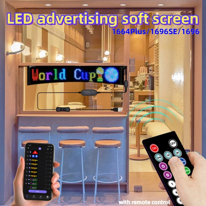 LED Car Sign Multilingual Messages Scrolling Text Screen USB 5V APP ...