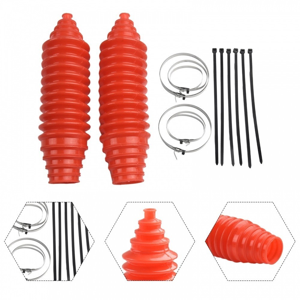 Universal Silicone Steering Rack Boots - Tie Rod Bellows Kit With Clamps & Cable Ties