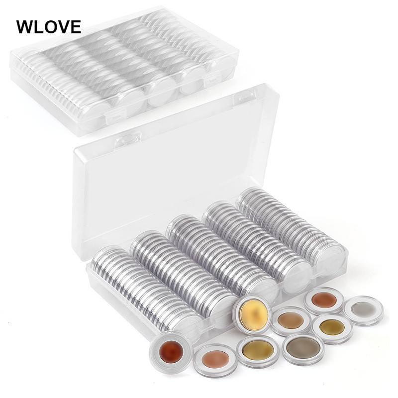 100 Adjustable Coin Protection Cases - Commemorative Coin Storage Box ...