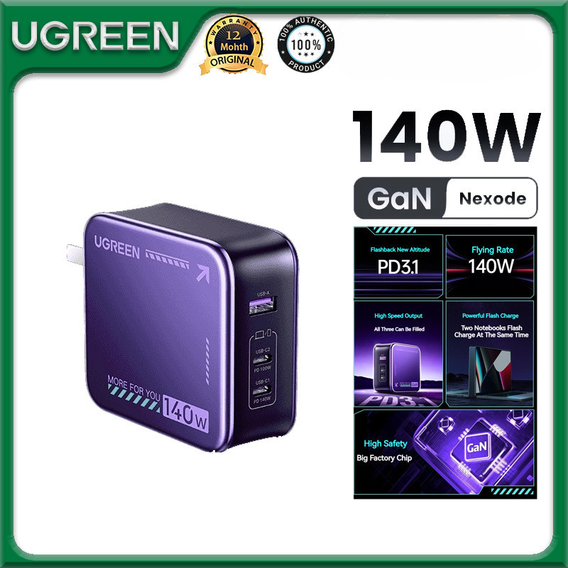 UGREEN 140W Nexode USB C Charger GaN Fast Charger 3-Port PD3.1 PPS ...