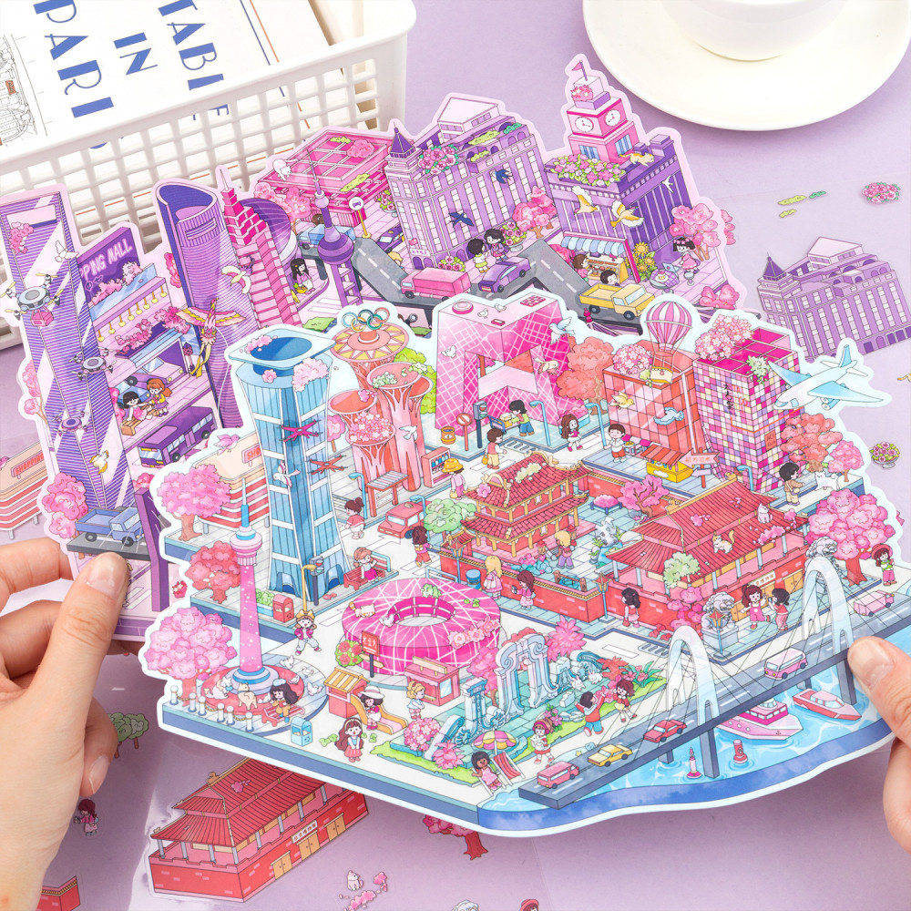 ENWEI 4Pcs [City Collection Series] 3D Waterproof Large Scenic Stickers ...