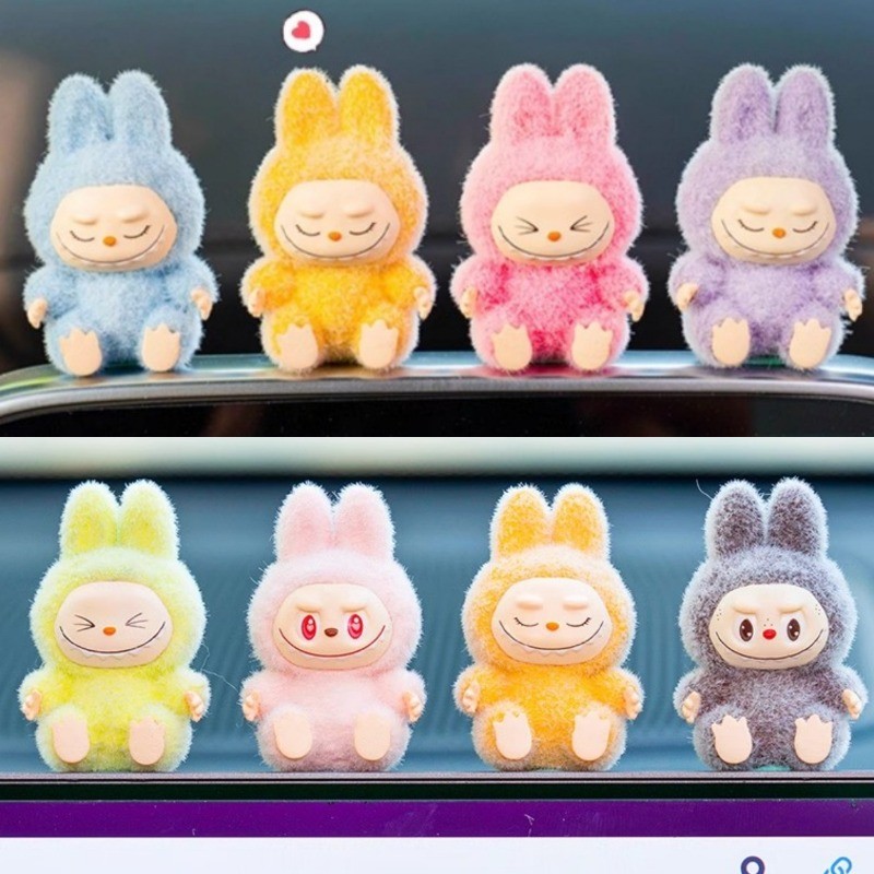 Cartoon Sitting Posture Series Labubu Mini Flocking Exquisite Cute Doll ...