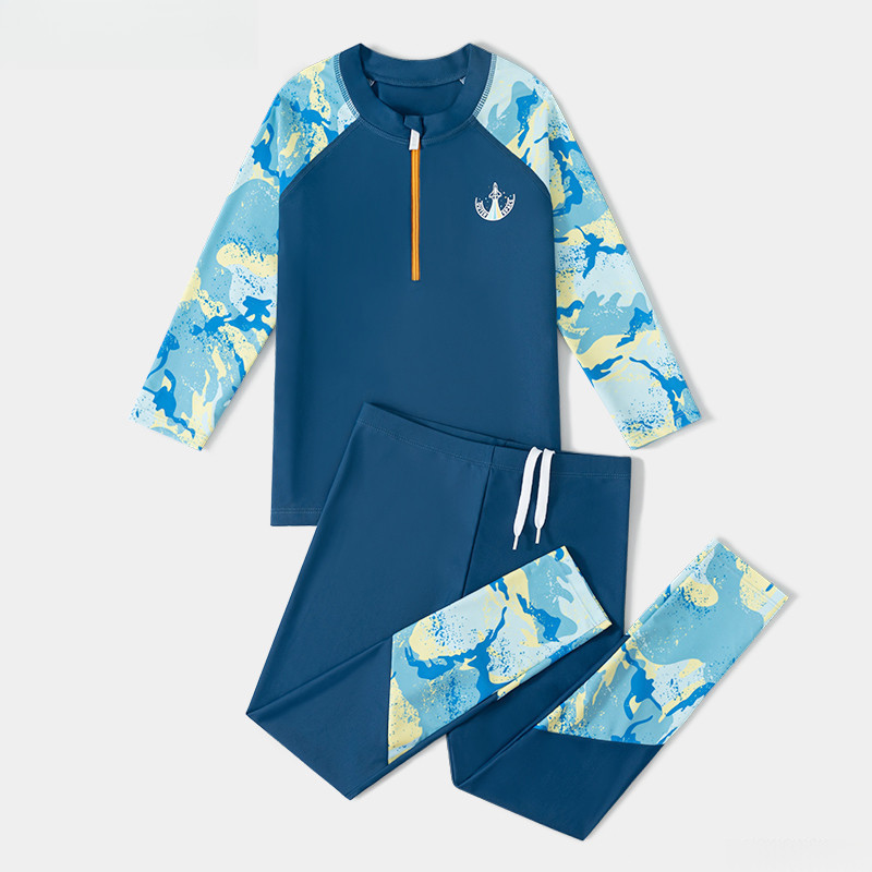 YUKE Boys Sun Protection Swimming Suit Long Sleeved Two Piece Swimsuit ...