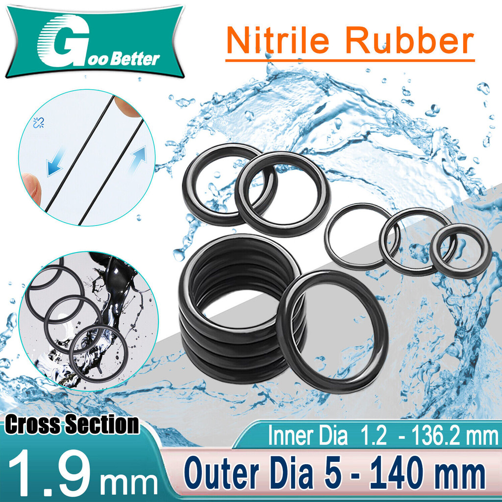 Nitrile Rubber 5mm - 50mm Od Oil Resistant Seal 1.9mm Cross Section O 