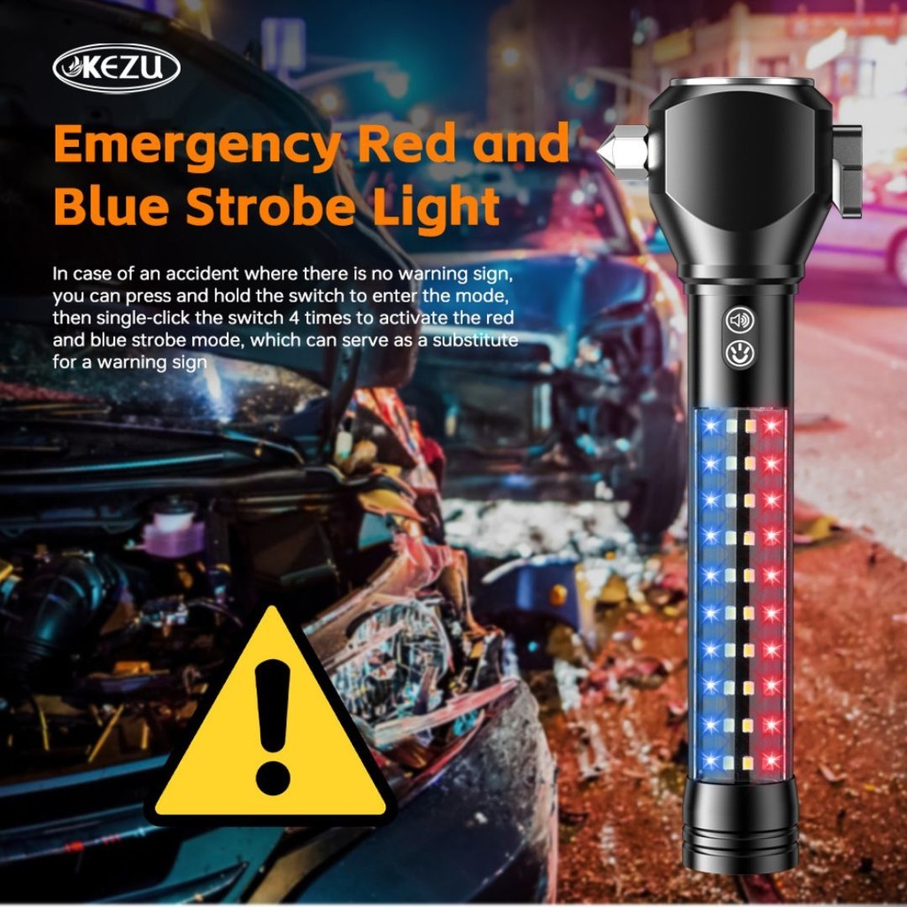 Latest Multi-Functional torchlight Car Safety Hammer Flashlight Fire ...