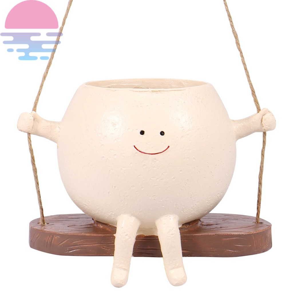 Swing Planter Pot Smile Face Swing Flowers Pot Cute Hanging Swing ...