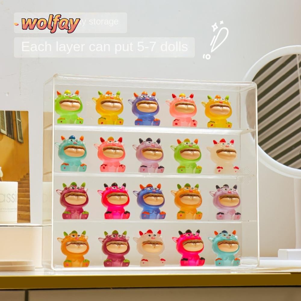 WOLFAY Dustproof Doll Display Rack, Doll Accessories Sliding Door ...