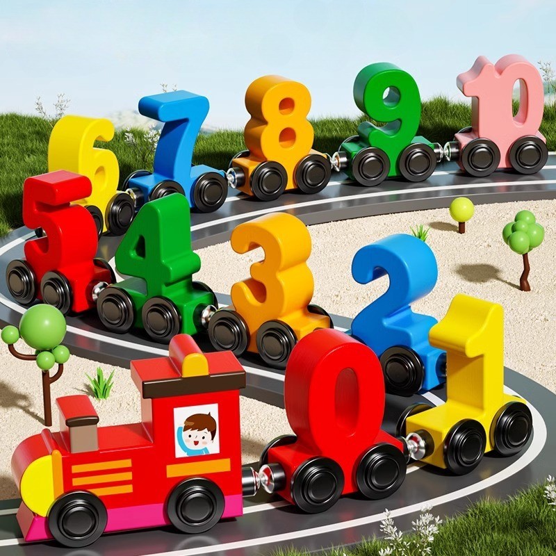Magnetic Digital Small Train Building Block Assembly Car Puzzle ...