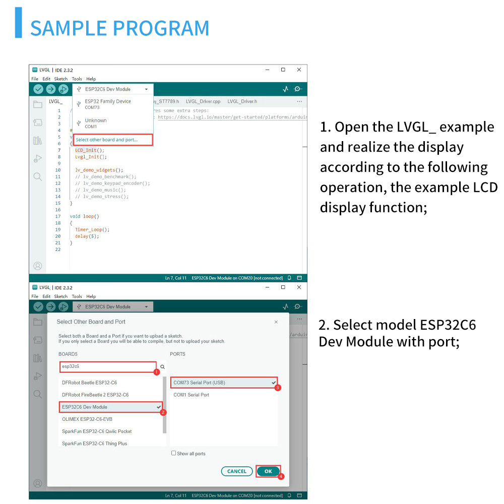 Esp32-C6 1.47-Inch Lcd Screen Development Board Wifi 6 Bluetooth 5 ...
