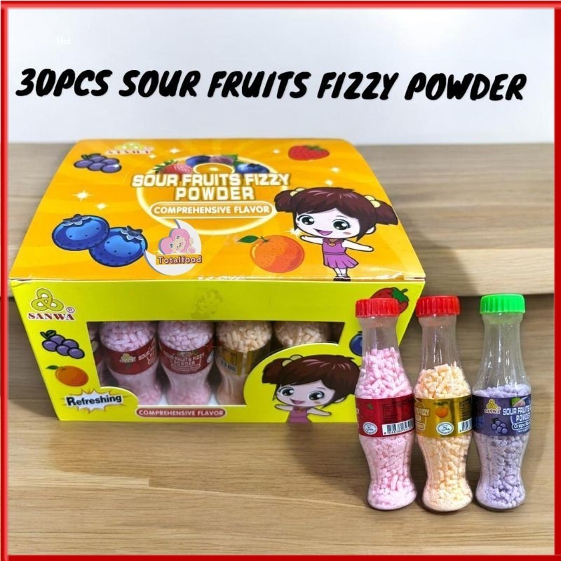30pcs Sanwa Sour Fruit Fizzy Powder Candy / Gula serbuk masam