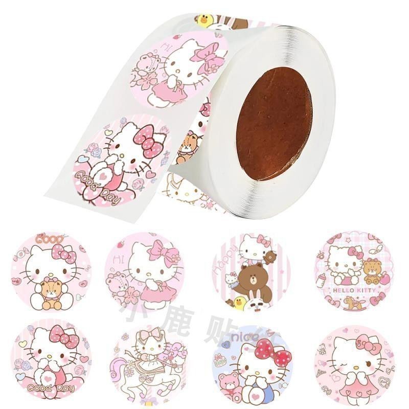 500pcs Kawaii Sanrio Thank You Stickers Roll Hello Kitty Kuromi Cartoon ...
