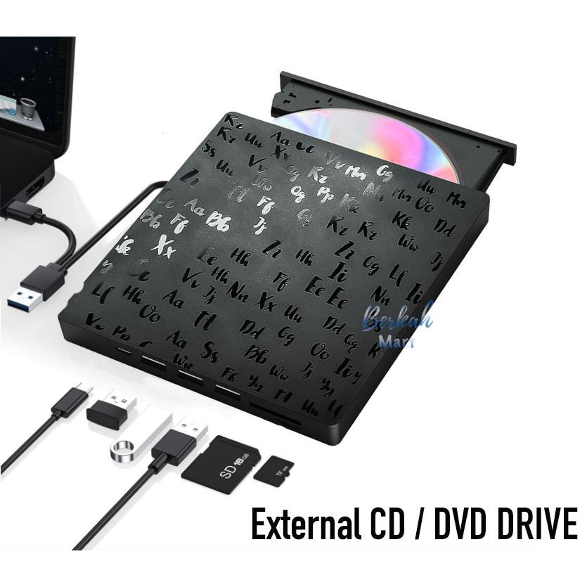 External CD DVD Drive Usb 3.0 7 in 1 Slim Portable DVD Player CD Burner ...