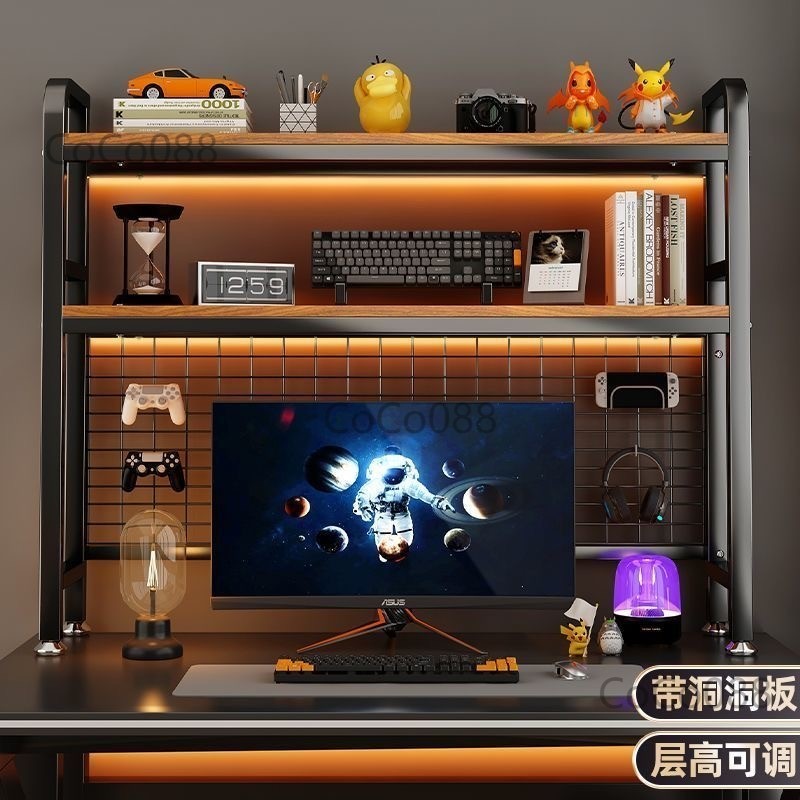 Ready Stock Desktop hole board bookshelf/desk storage shelf/computer ...