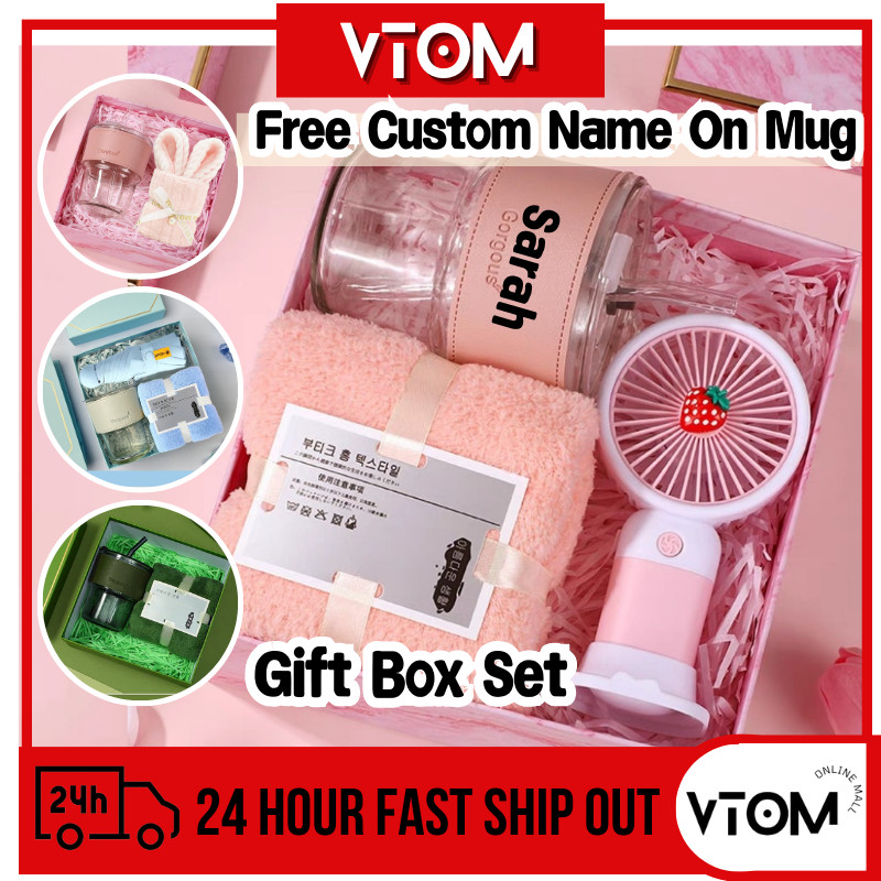 VTOM Personalised customized mug Glass Cup Custom Nama Special Gift Box ...