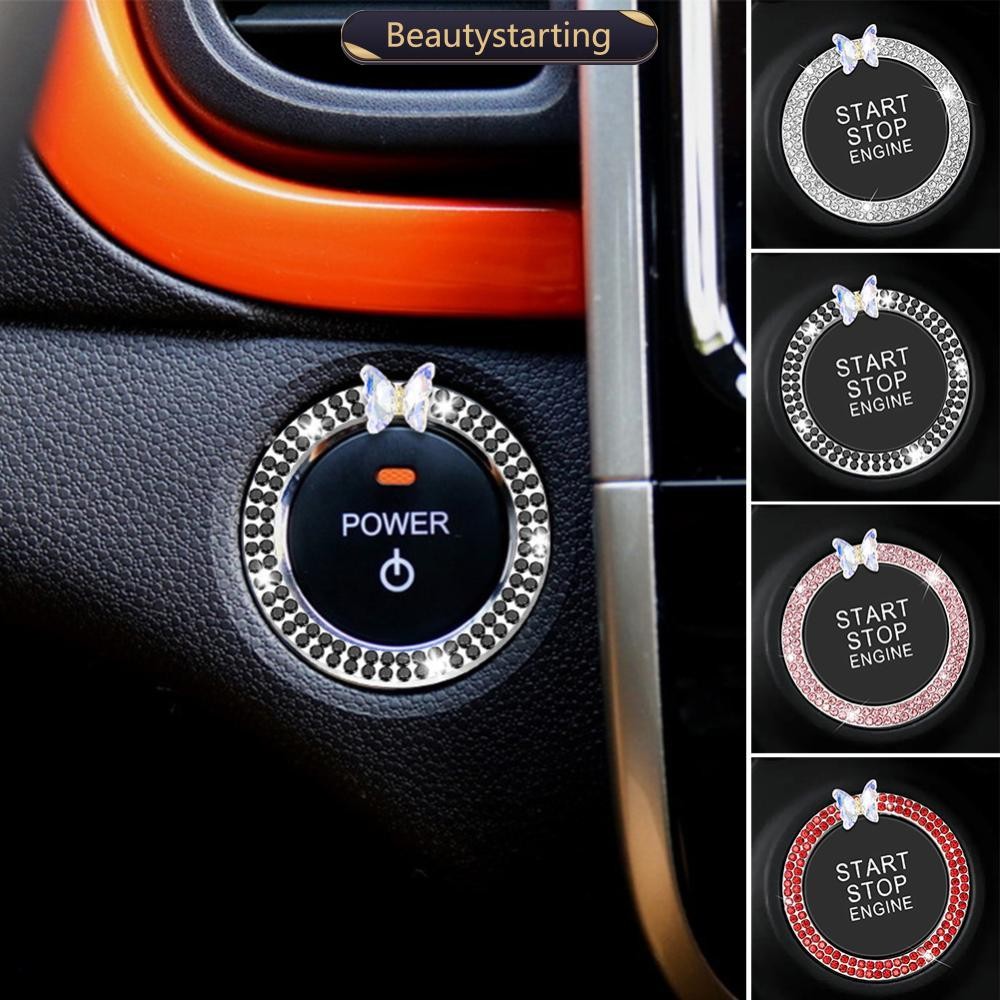 BEAUTYSTARTING Crystal Car Onekey Start Button Decoration Ring with ...