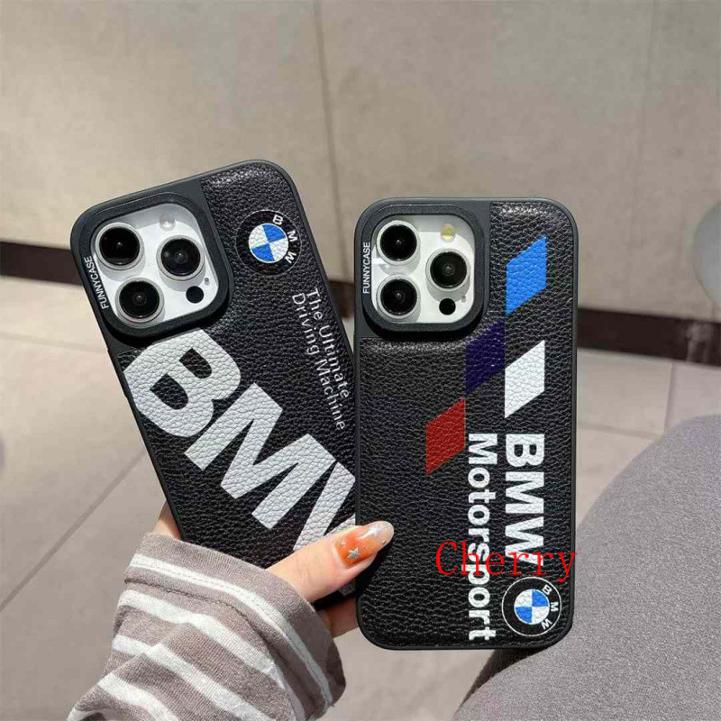 Leather lychee pattern BMW Case For iPhone 16 pro max 15 14 13 Pro Max ...