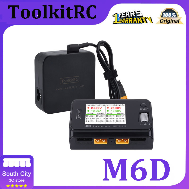 ToolkitRC M6D 500W 15A DC Dual Channel MINI Smart Charger Discharger ...