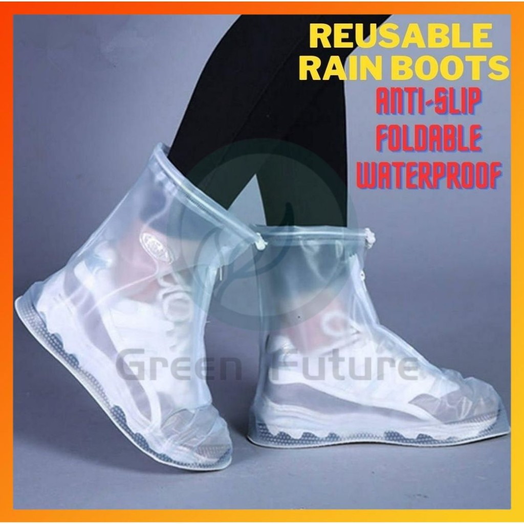 Anti-Slip Reusable RAIN SHOE COVER COVER KASUT PVC Plastic