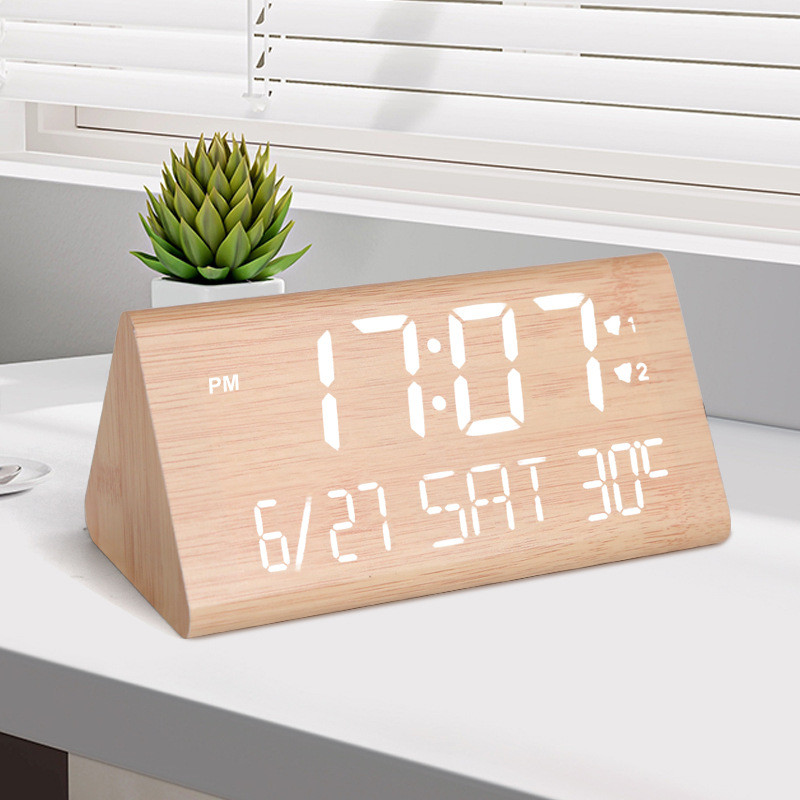 JH Ready Stock LED Wooden Clock Digital Luminous Mute Digital Alarm ...