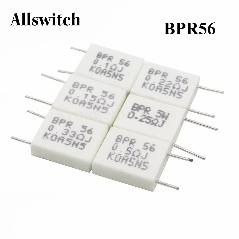 10 pz BPR56 5W 0.01 0.05 0.1 0.15 0.22 0.25 0.33 0.5 ohm resistenza cementizia ceramica Non induttiva 0.1R 0.15R 0.22R 0.25R 0.33R 0.5R