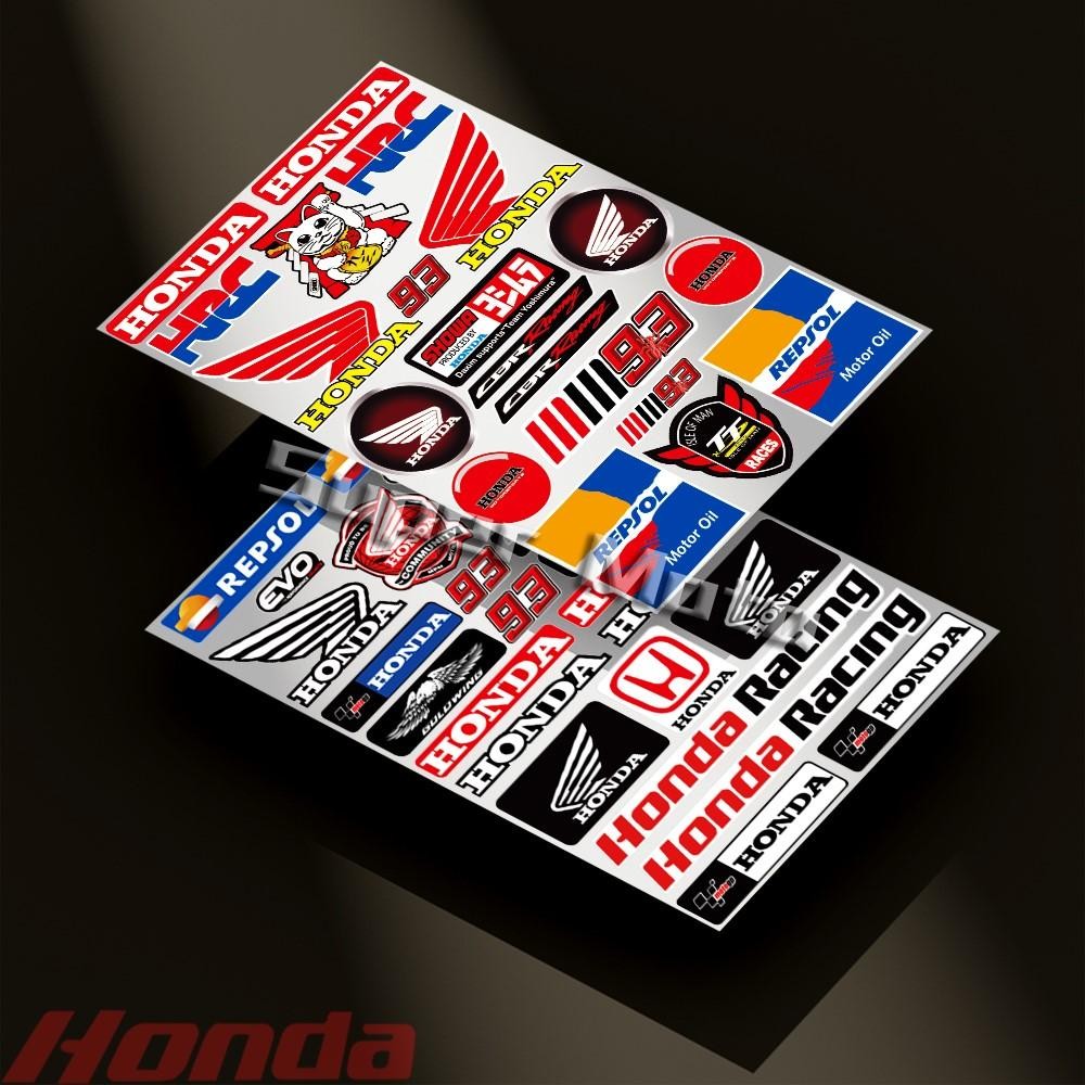 Motorcycle Stickers Wing Logo HRC Tank Helmet Racing Reflective Decal ...