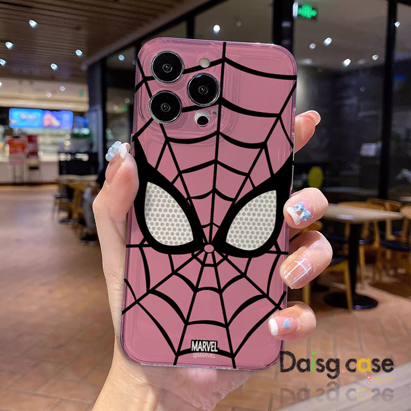 For iphone 16 pro Case 15 11 12 13 14 Pink SpiderMan mask Crystal