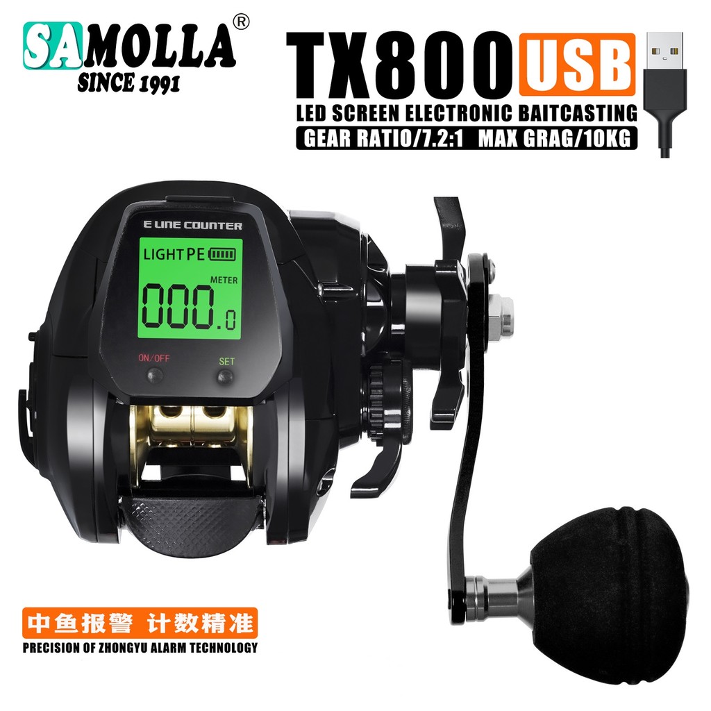 SAMOLLA New Style Digital Display Water Drop Wheel Sea Fishing Salt ...