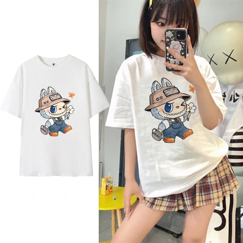 ACE BEAUTY 100% Cotton Cartoon LABUBU CUTE Printing Woman Tees Women ...
