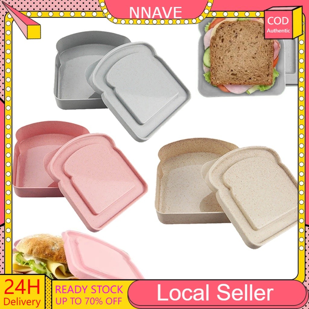 1/2Pcs 3 Colors Sandwich Box Container Portable Toast Shape Bread box ...