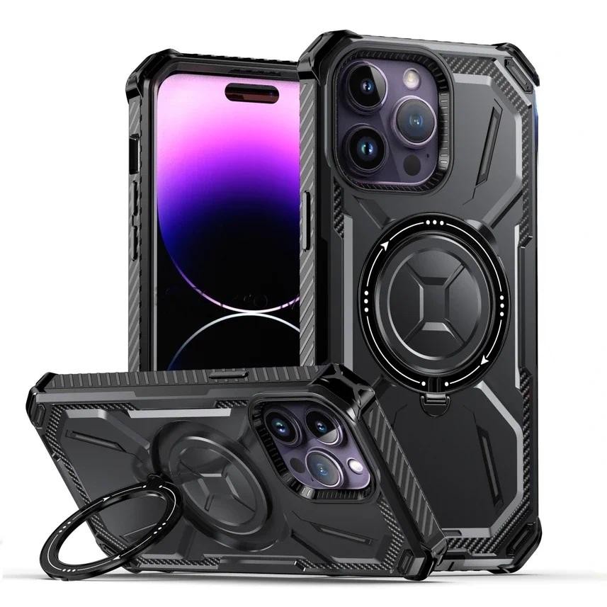 KANGHAR For IPhone 16 Pro Case Stand Black Bows Hearts Full - View #12