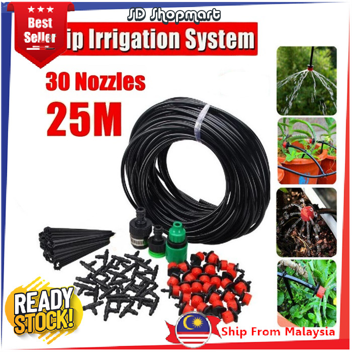 AKS HomeNest 25M with 30 Nozzle DIY Micro Drip Irrigation System ...