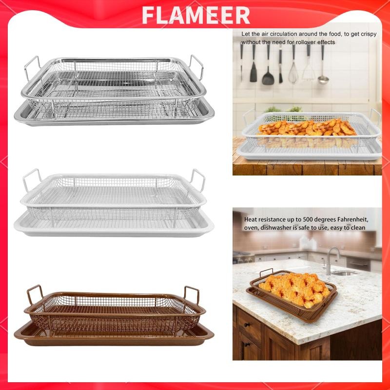 [FlameerMY] Roasting Pan and Rack Set Nonstick Crisping Baking Tray Oil ...
