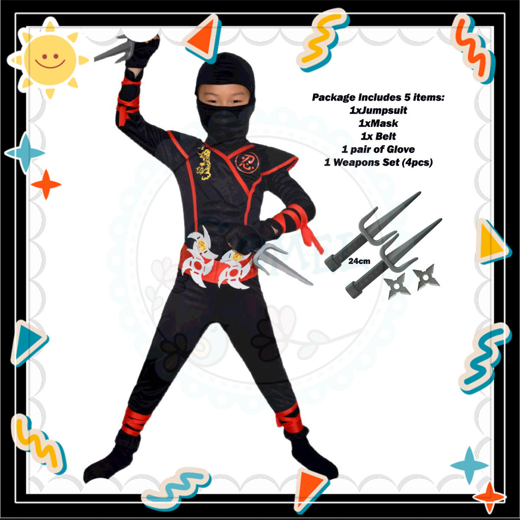 Joy2ee Superhero Ninja Costume Set For Kids - Includes Shell, Eye Mask, & Toy Weapons (Leon, Mike, Donnie, Raph)
