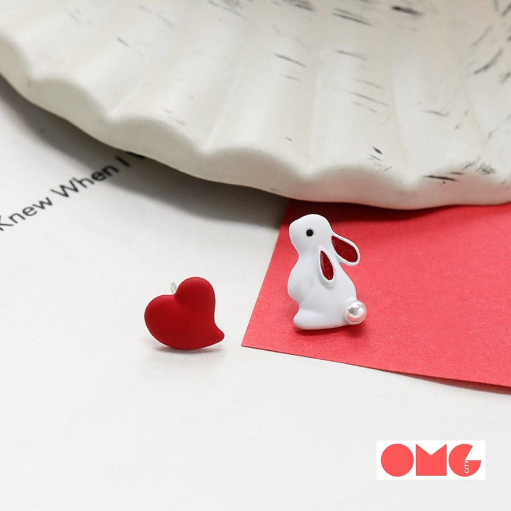 Lovely Red Heart Rabbit Earrings gift for Gilrfriend birthday | Shopee ...