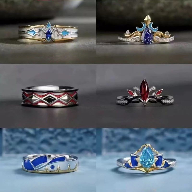 New Game Peripheral Ring Couple Anime Open Mouth Design Luxury COS ...
