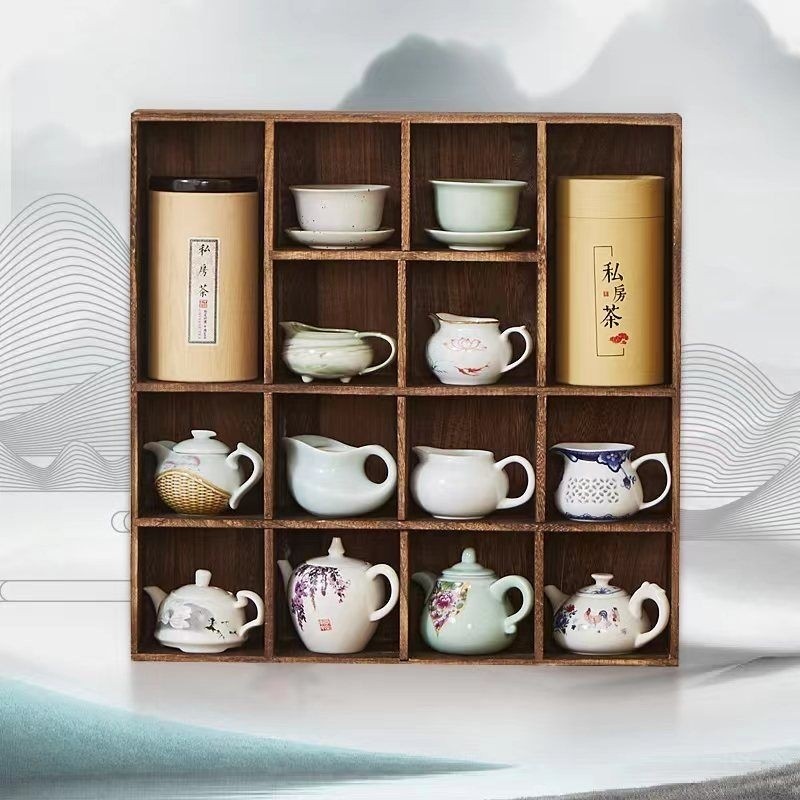 Burnt Paulownia Bogu Rack Duobaoge Tea Cup Tea Set Storage Cabinet Wall ...