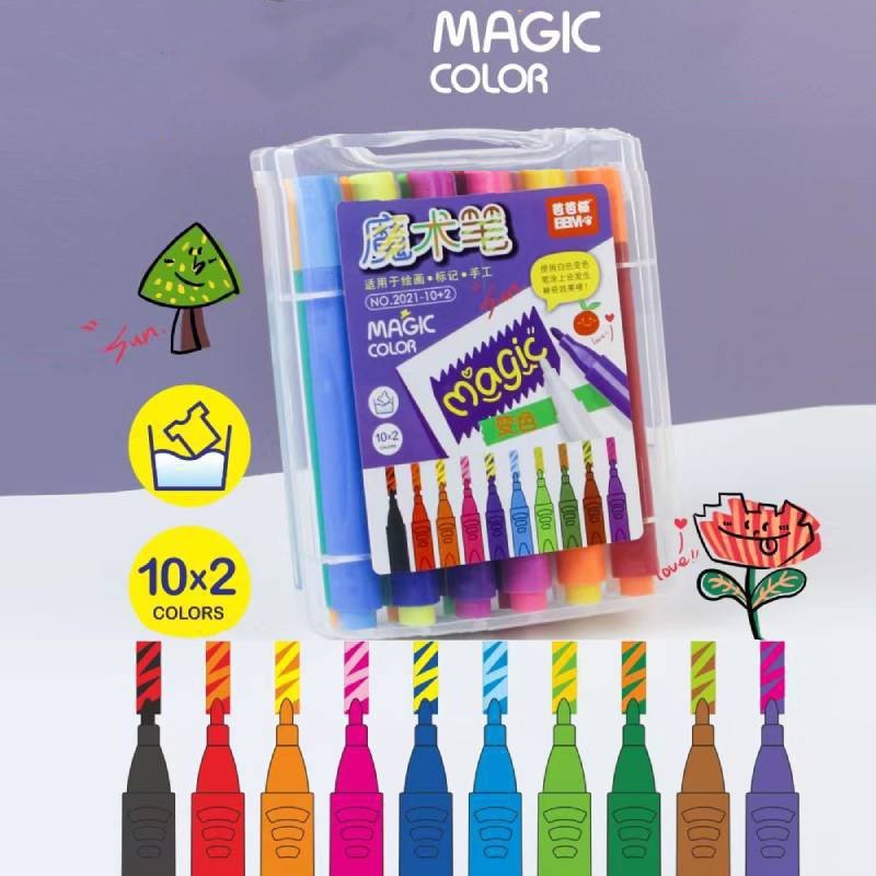[New] 12Pcs/Box Fun Magic Color Change 10 Plus 2 White Magic Pen ...