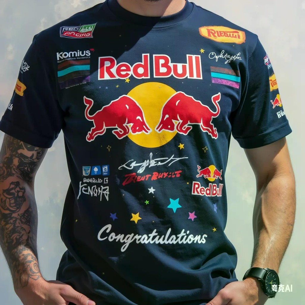 Red Bull Printed Men's T-shirt Casual Sports Tops Men Summer Fashion ...