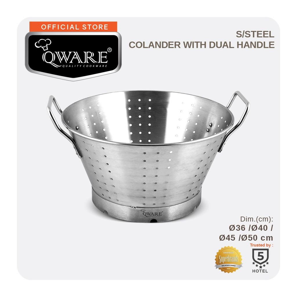 Qware Stainless Steel Colander with Dual Handle (36/40/45/50cm ...