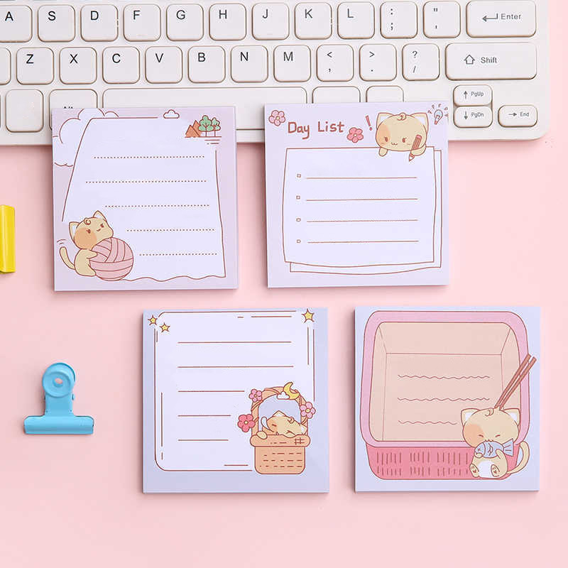 80 Sheets Cute Cartoon Cat Series Sticky Notes School Office Student ...