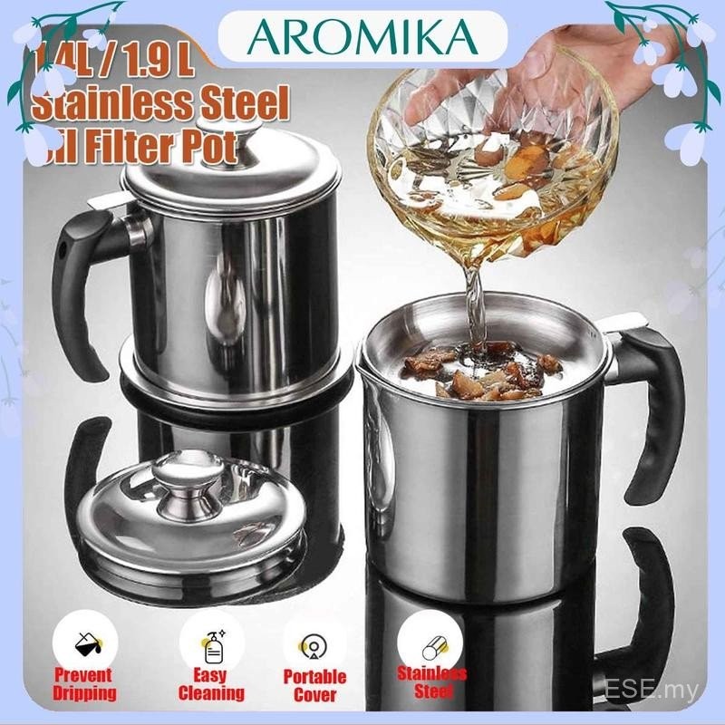 1.4L 1.9L Stainless Steel Oil Filter Pot Container Tank Filter Residue ...