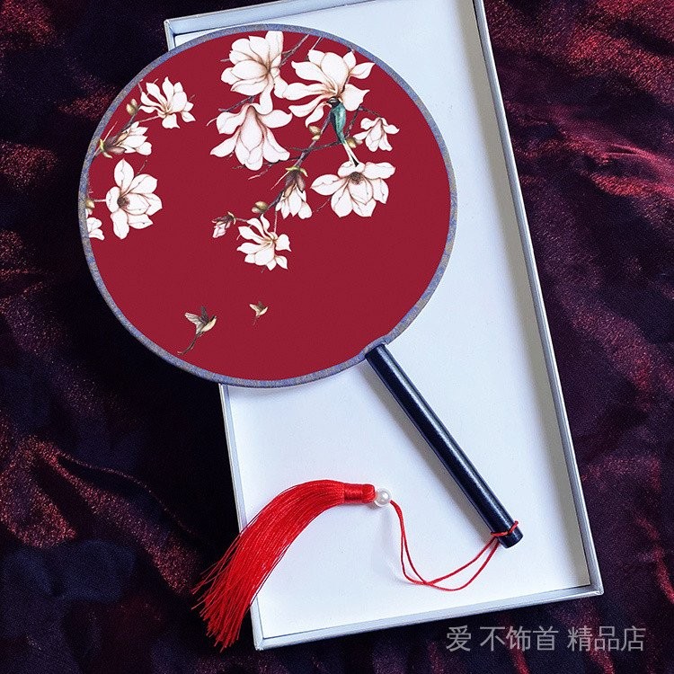 扇子 ﻿Fan 国潮/成人双面团扇古典宫扇中国风圆扇子绢布女扇表演出跳舞蹈扇汉服扇10.31 | Shopee Malaysia
