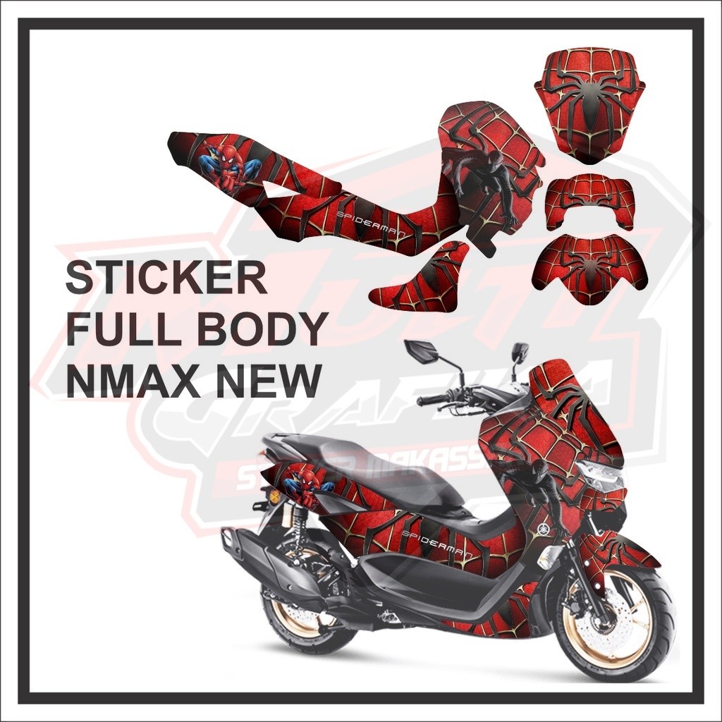 2020 YAMAHA NMAX Full Body Decal Sticker, Spiderman Motif Body Costume ...