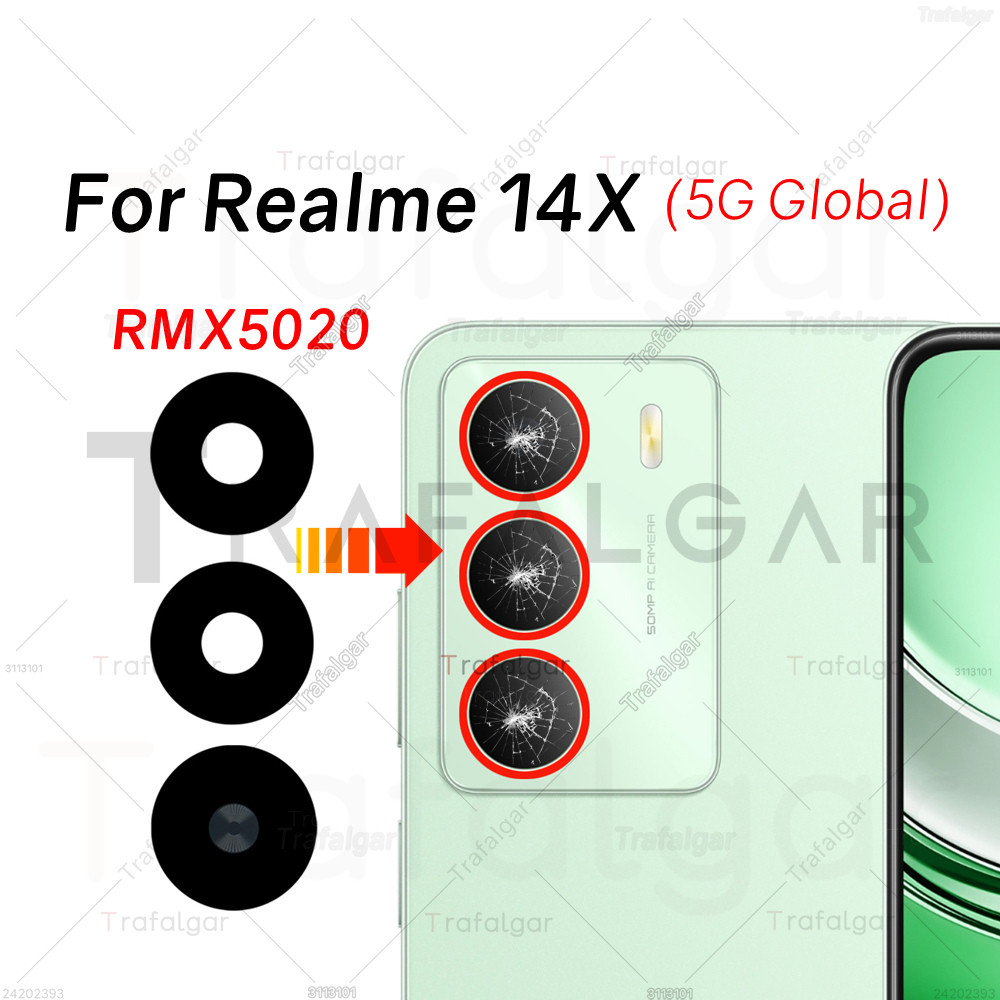 Kit 2 Vetri Per Fotocamera Per Realme C75 4G E Realme 14x 5G – Sostituzione Lente Posteriore, Con Strumenti E Adesivo