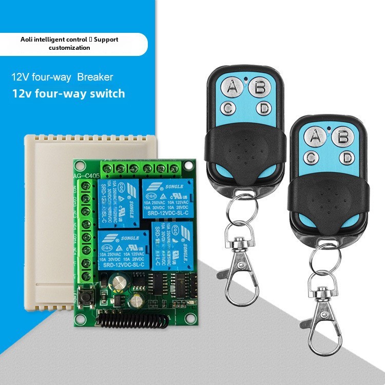12v Four-way Wireless Remote Control Switch Receiver Board Learning ...